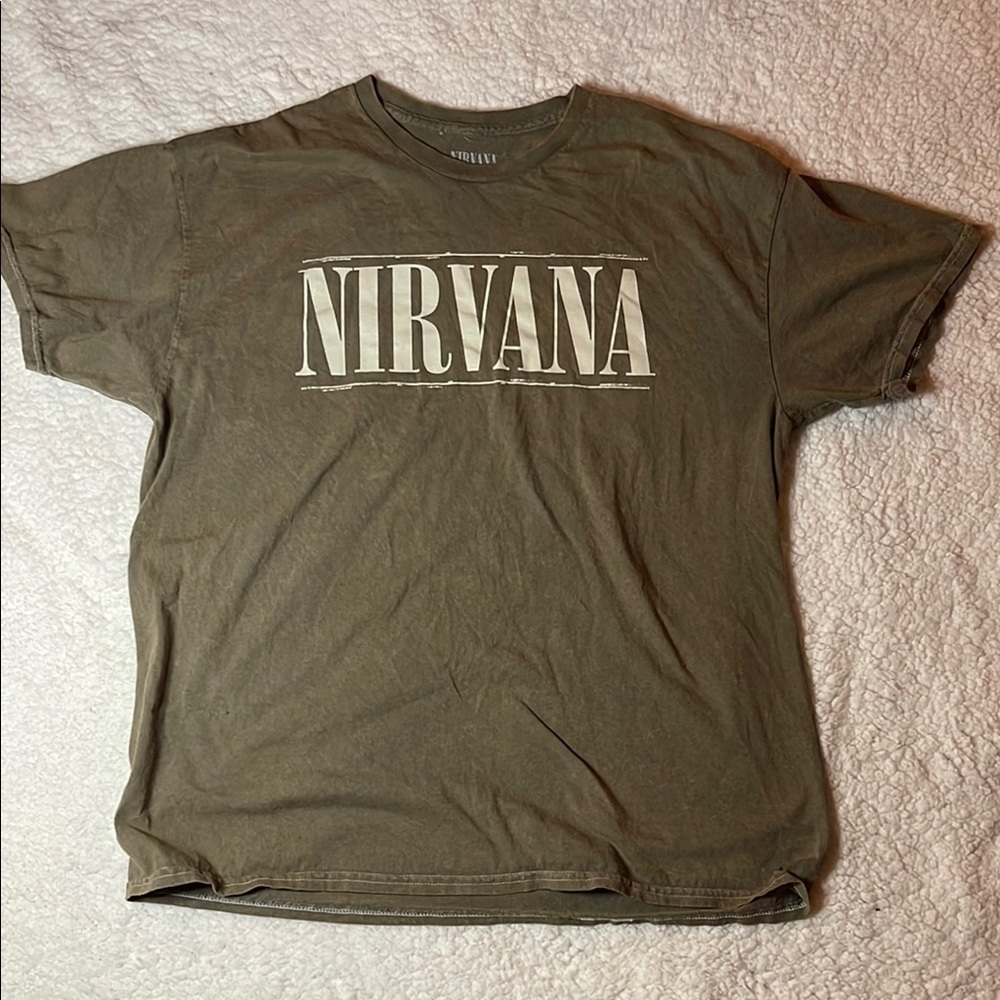 NIRVANA Green Short Sleeve Tee Classic Band Logo
